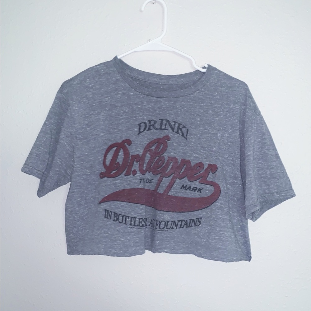 Dr Pepper classic grey cropped tee shirt
